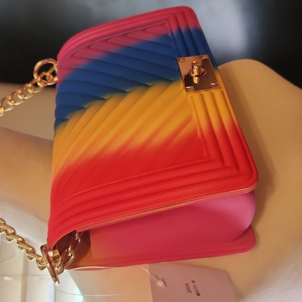 Multi Color Rectangular Shoulder Bag - Picture 3 of 15